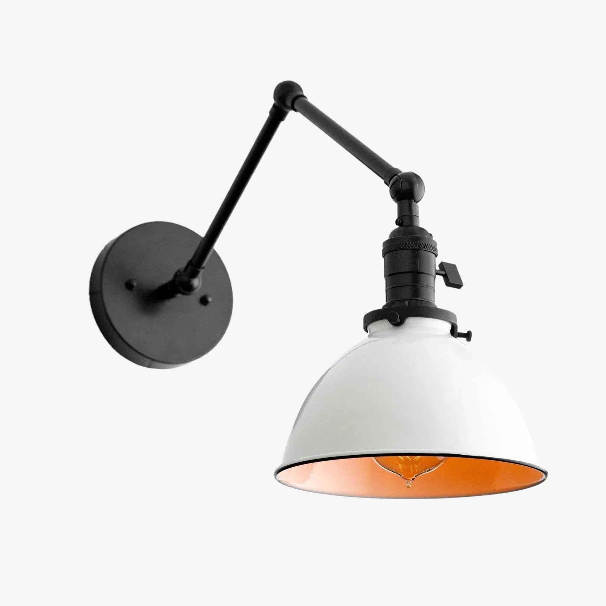 Conique Metal Vintage Industrial Swing Arm Wall Lamp - Adjustable Dome Shade for Study T313