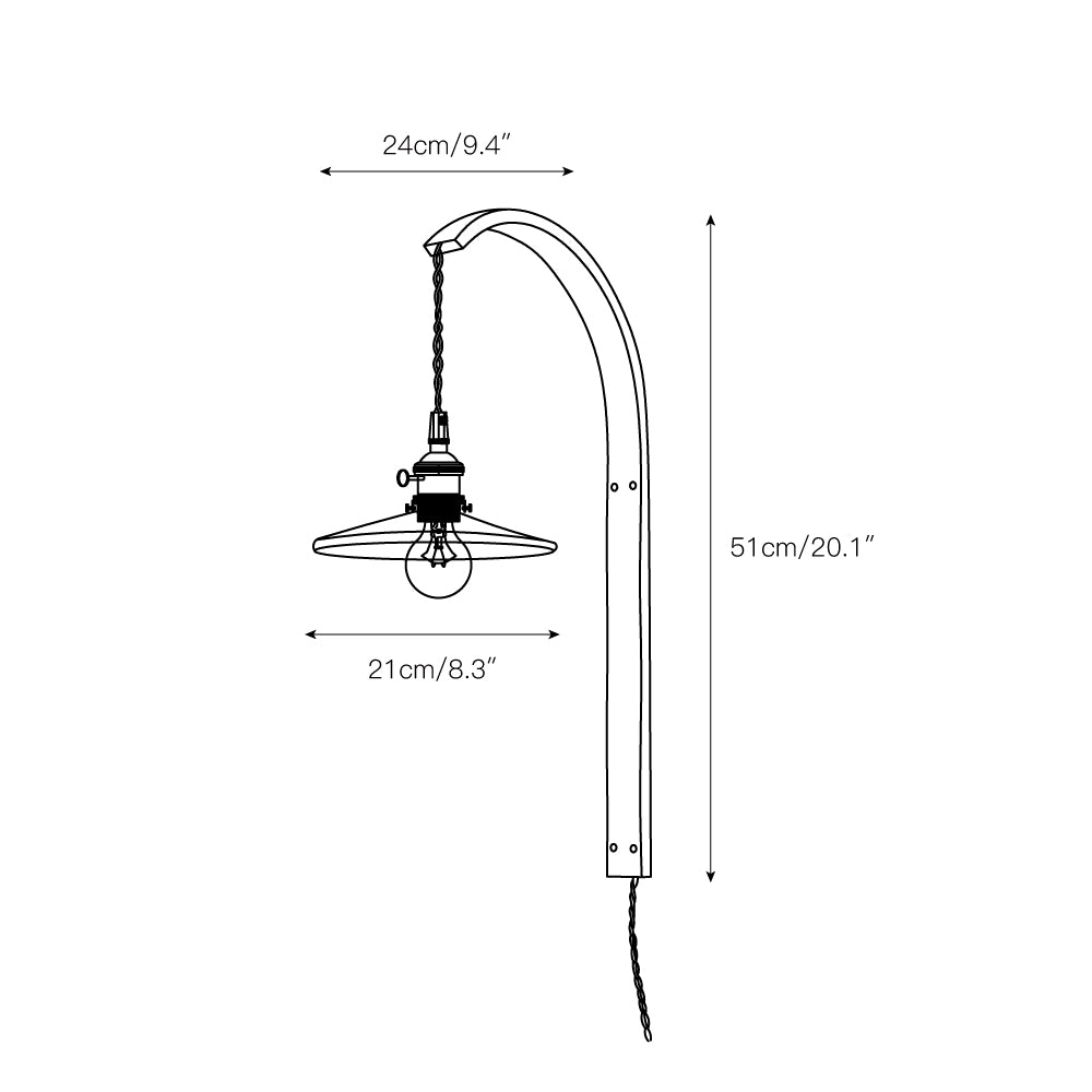 Curved Walnut Ceramic Plug-in Wall Light T1722