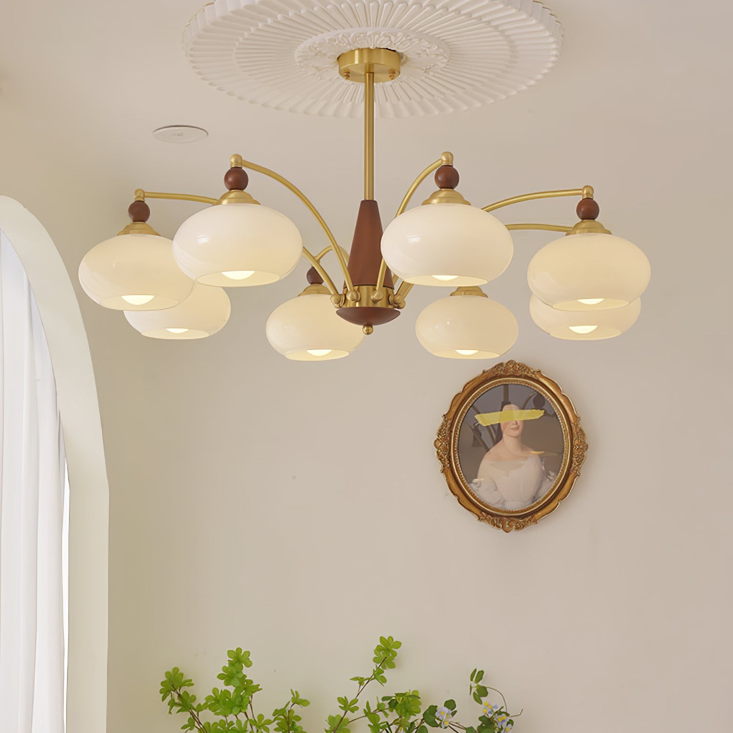 Vintage Multihead Persimmon Chandelier M325
