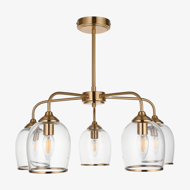 Brazara Multi-Light Glass Shade Pendant Lamp - Curved Metal Arms for Modern Homes T885