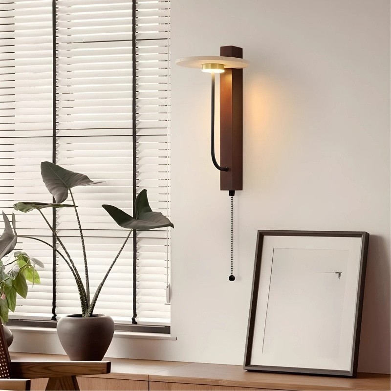 Retro Umbrella LED Wall Light with Solid Wood - Warm Accent Lighting S329