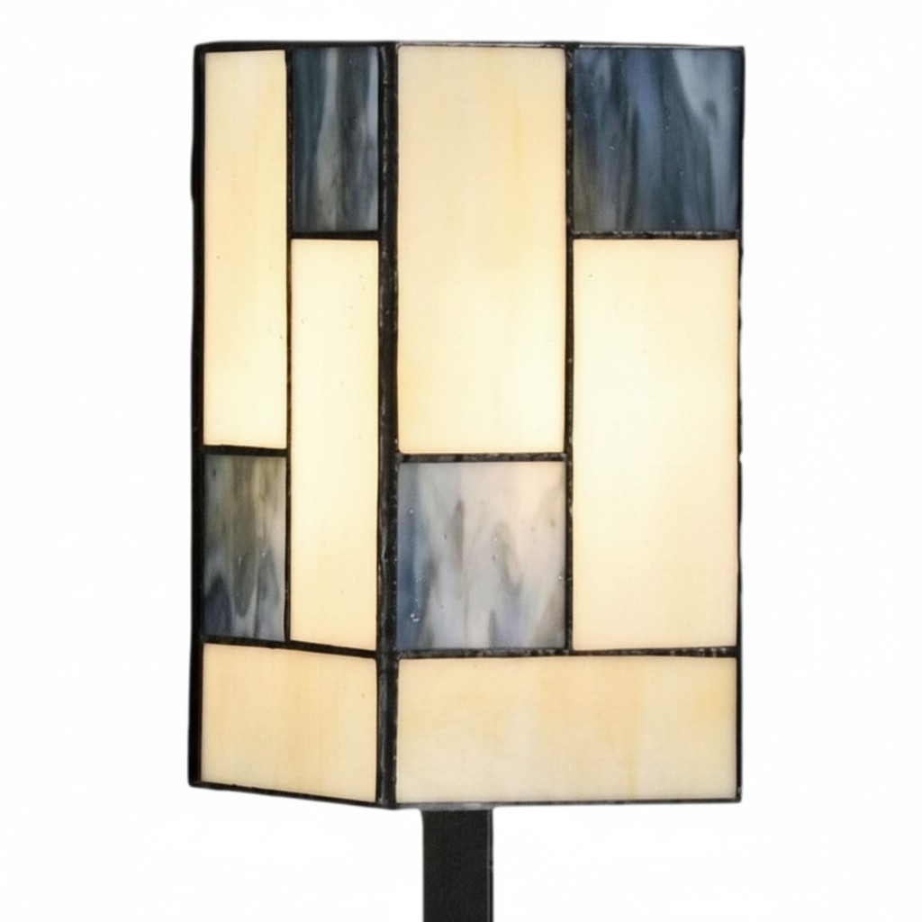 TF Manchester Square Table Lamp - Geometric Glass and Metal for Bedroom and Living Room T1056