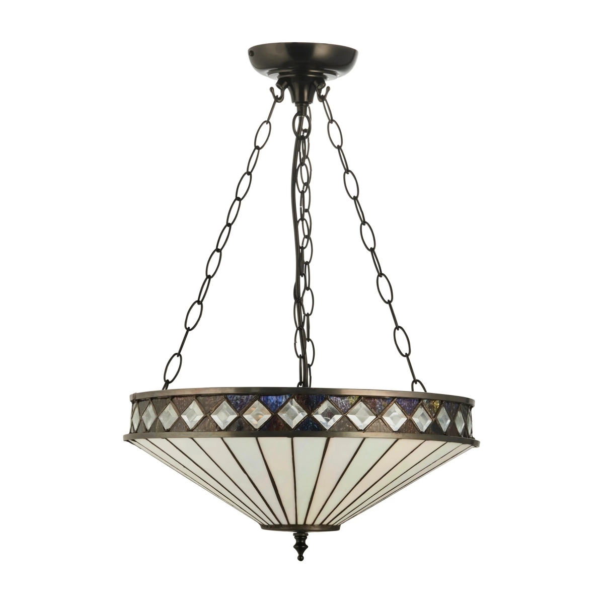 TF Fargo Adjustable Pendant with Stained Glass Inspired Inverted Shade for Island and Dining T981
