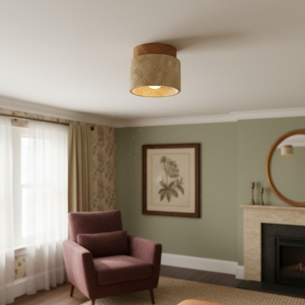 Travira Wabi Sabi Ceiling Light Organic Textured Marble Ceiling Lamp for Hallway T503