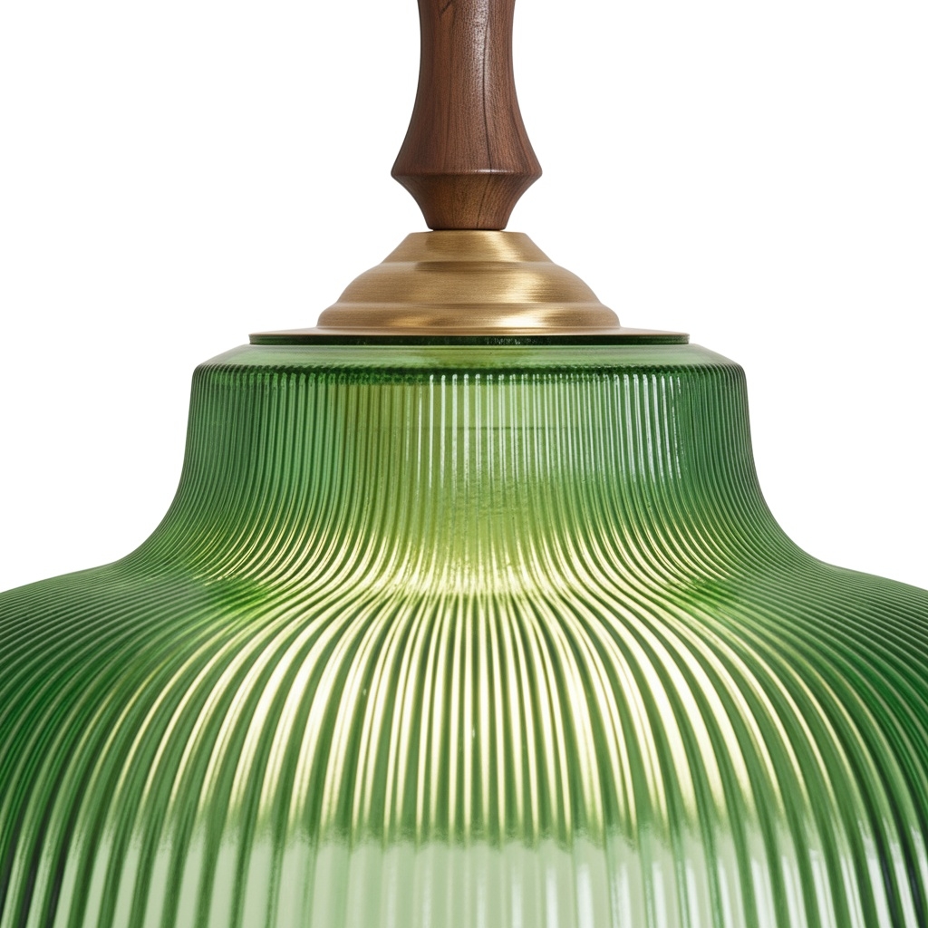 Elunaris Vintage Trumpet Shape Pendant Light with Green Glass Shade for Dining Room T1114