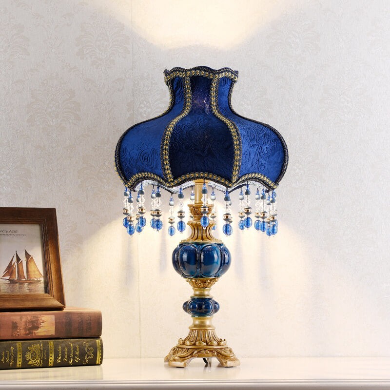 Palace Decoration Design Dark Blue Fabric Table Lamp M498