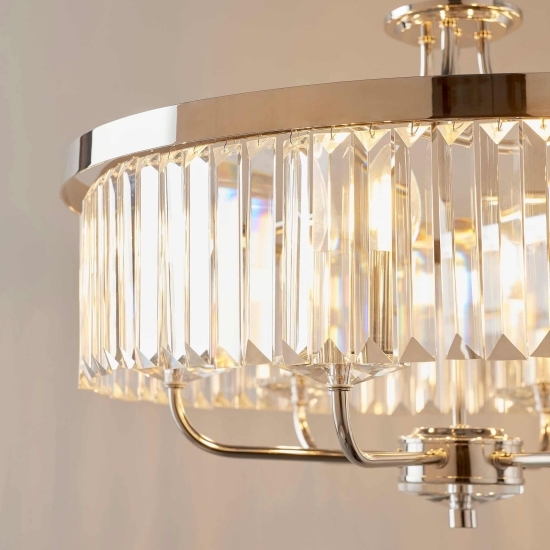 Beveline 6 Light Round Pendant - Cut Glass Shades Elegant Metal Frame for Dining Kitchen Island T872