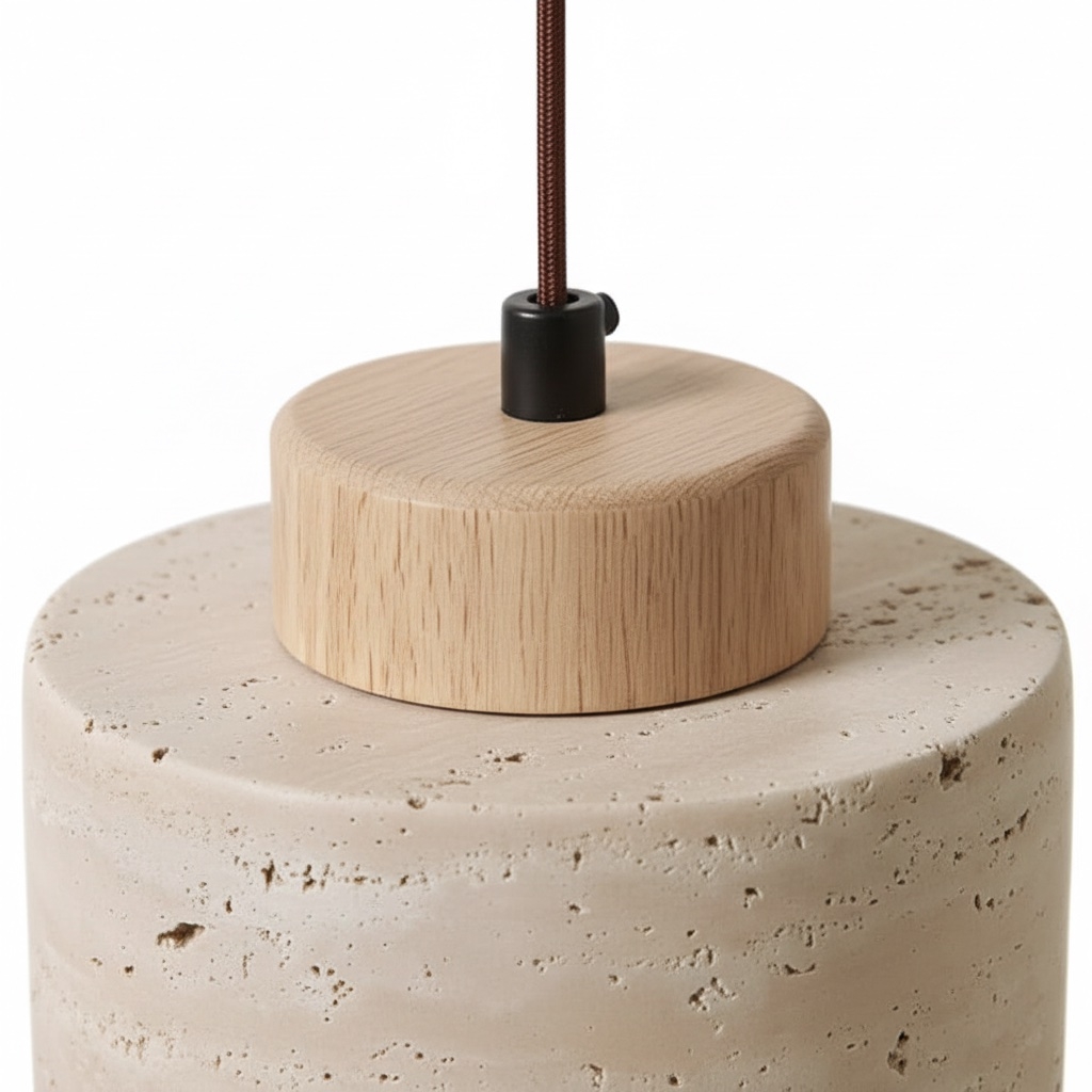 Travertine Modern Mini Pendant Light - Cylindrical Stone for Kitchen S412