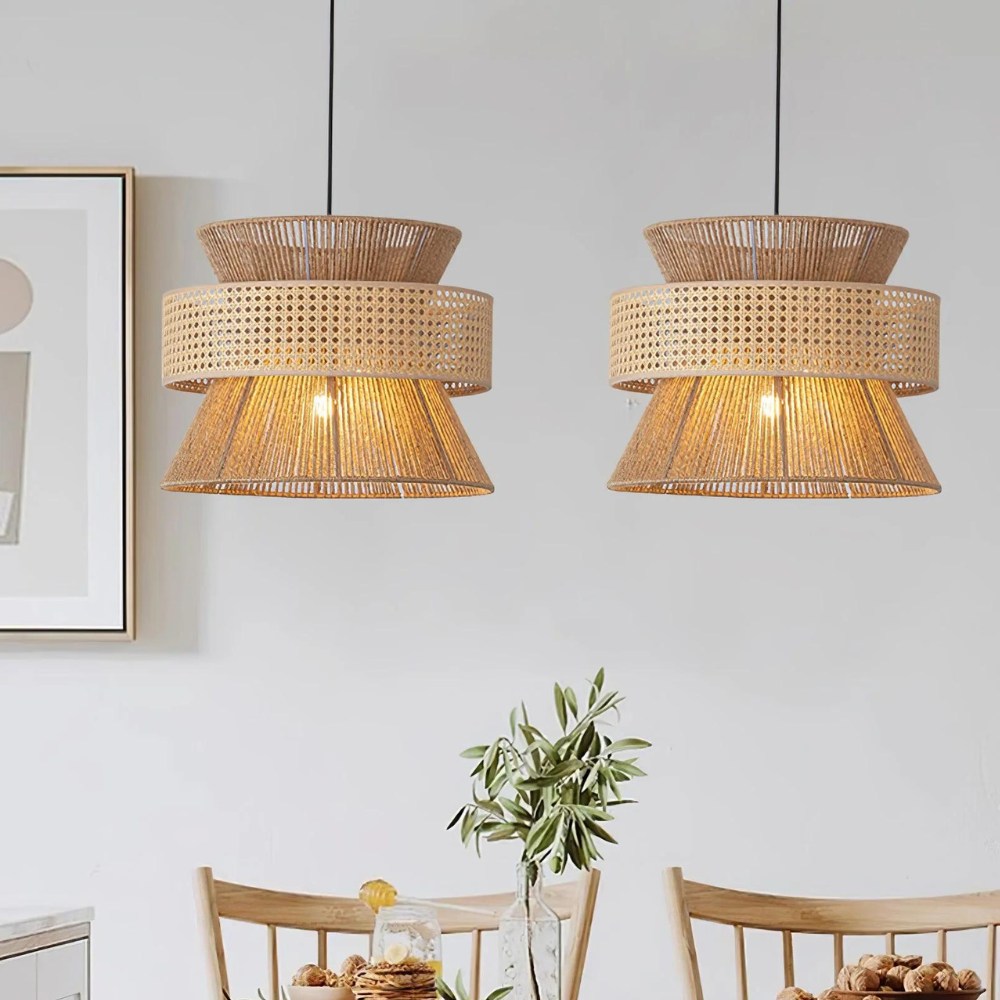 Handwoven Hemp Rope Rattan Veil Pendant Light T2037
