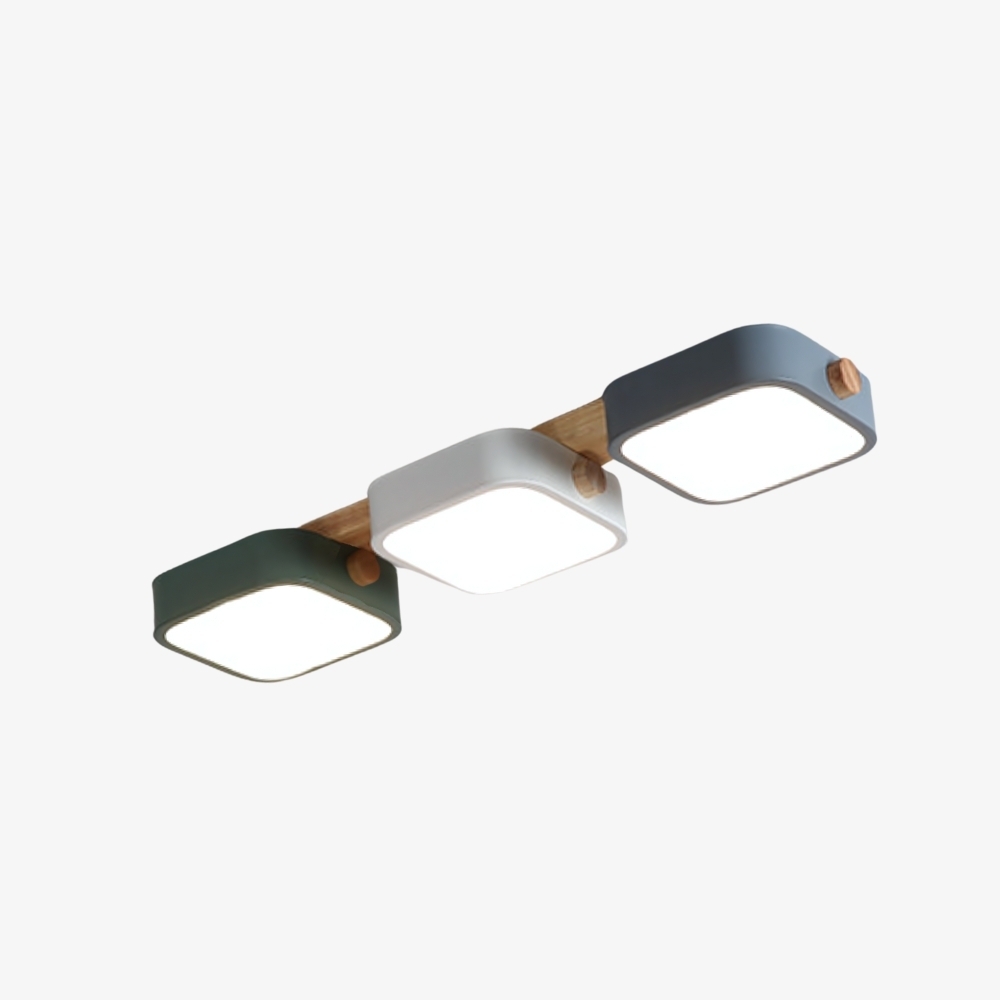 Modern LED Ceiling Lamp - Square Wood Block Design for Kitchen or Living Room S383
