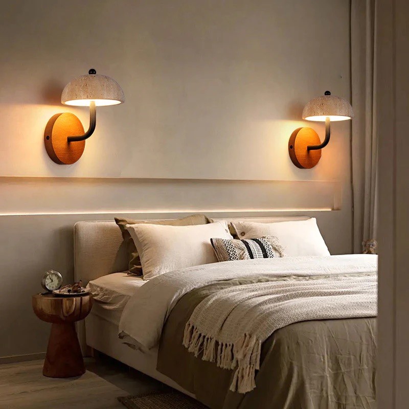 Travertine Umbrella Wall Lamp - Vintage Design with Integrated LED S314