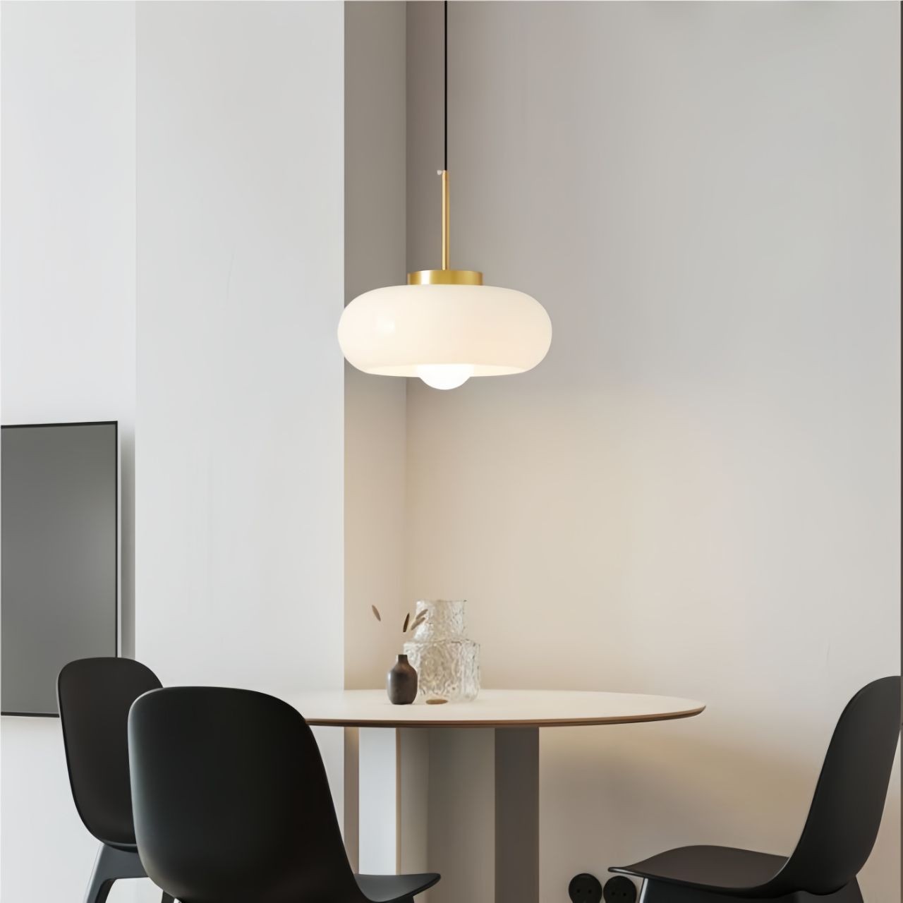 Vintage Bauhaus Round Glass Pendant Light S119