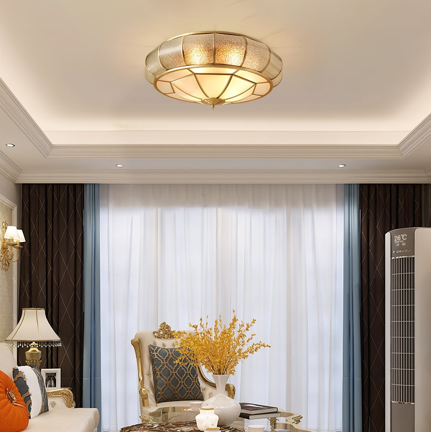 Round Textured Glass Ceiling Light M416