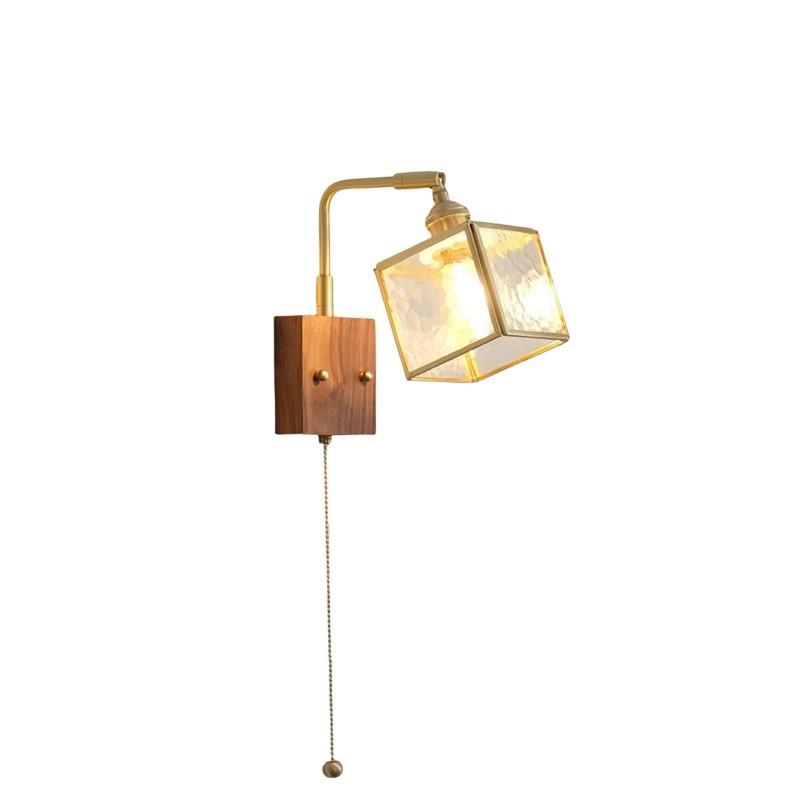 Square Glass Adjustable Wooden Wall Lamp M247