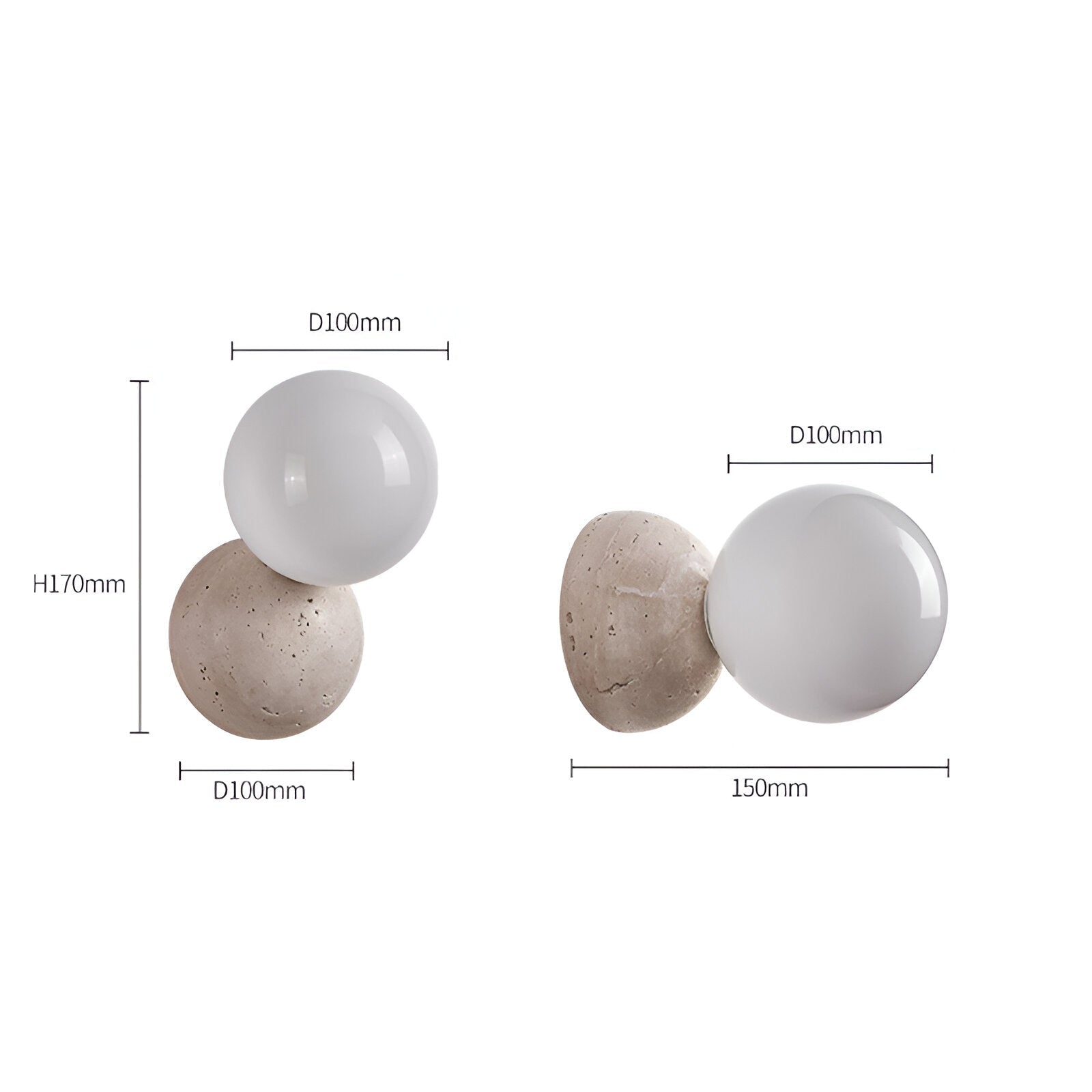 Travertine Round Glass Wall Fixture T2163