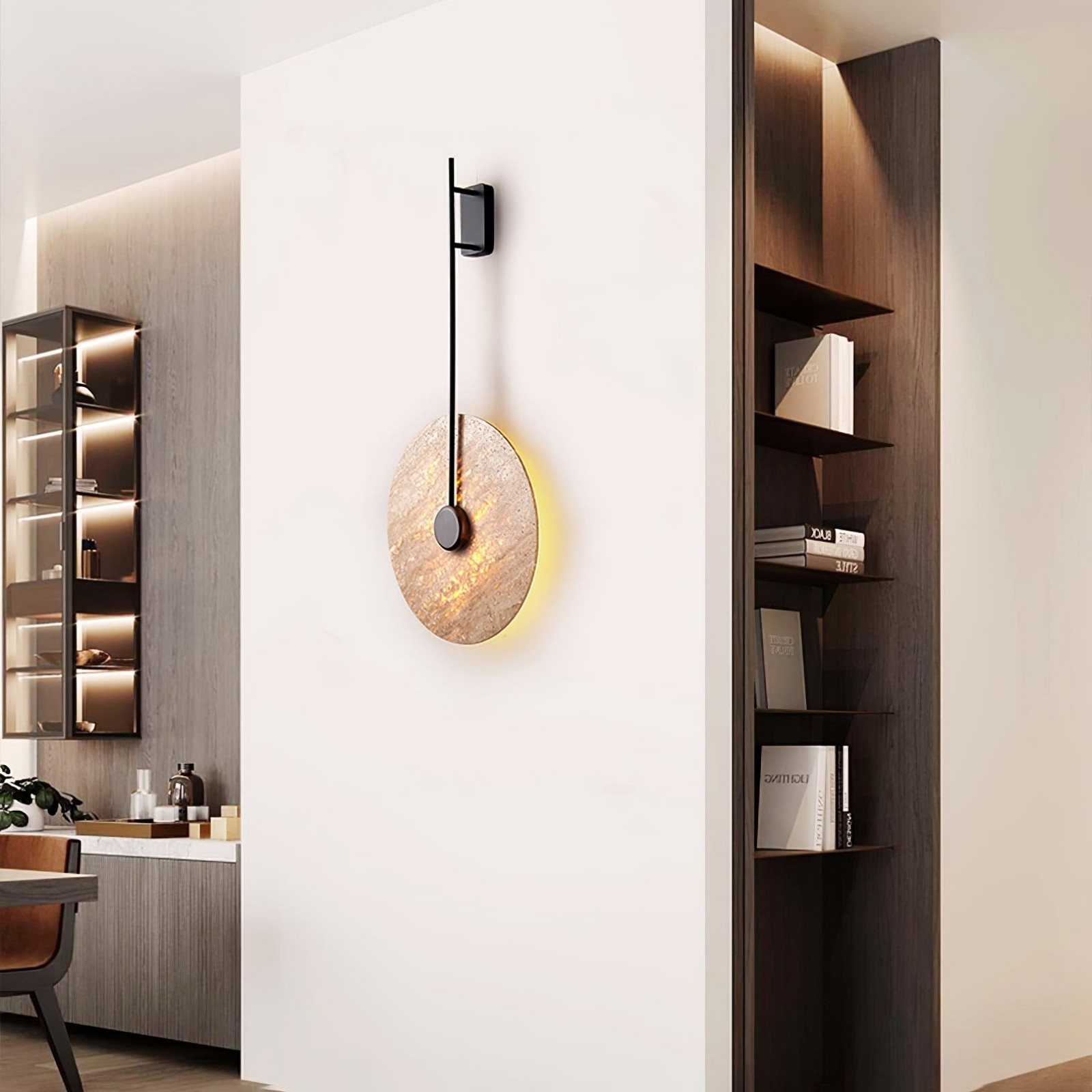 Minimalist Guitar Vertical Design Travertine Wall Sconce S311