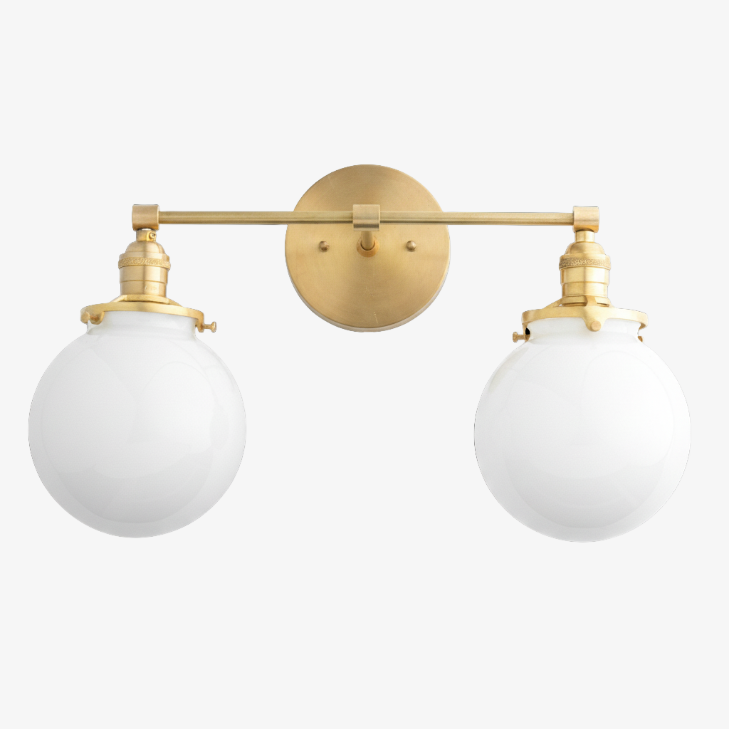 Lumio Globe Glass Globe Vanity Light - Modern Two Light Bathroom Sconce T309