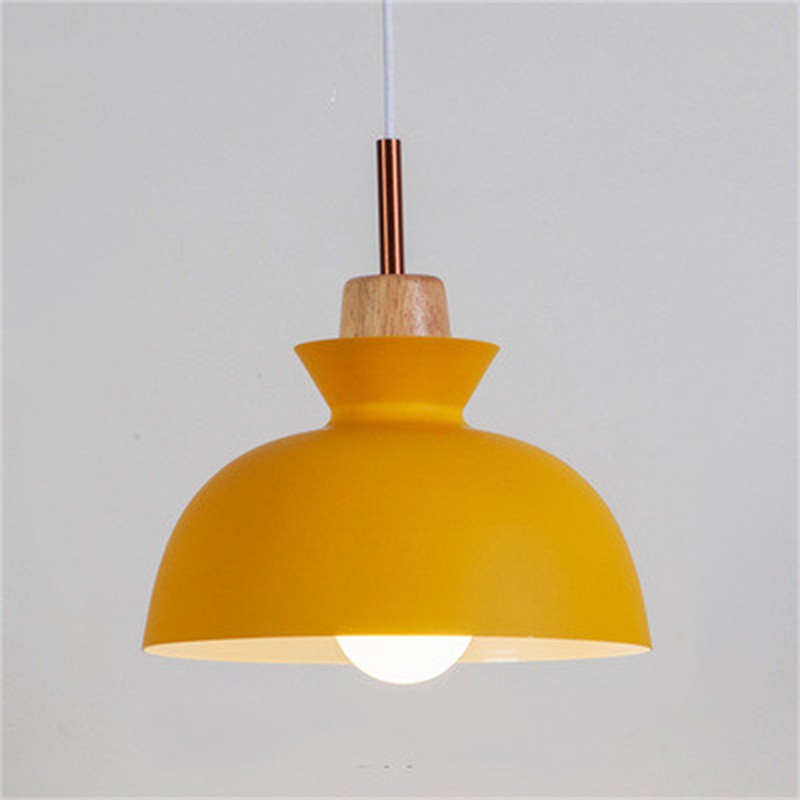 MULTI Scandinavian Metal Wood Macaroon Pendant Light for Bedroom S32