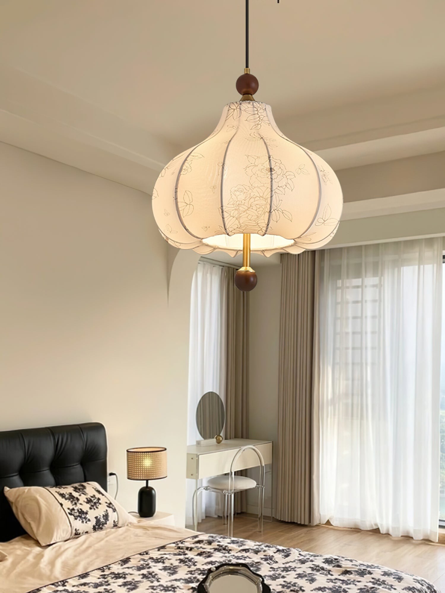 French Retro Fabric Pattern Pendant Lamp M562