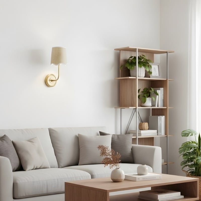 Glissum Curved Arm Fabric Wall Lamp - Modern Style for Entryway T524