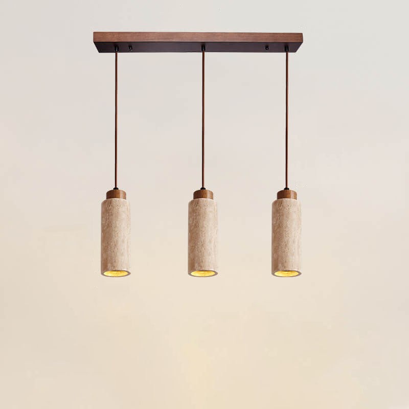 Wabi Sabi Solid Wood Stone Pendant Light G32