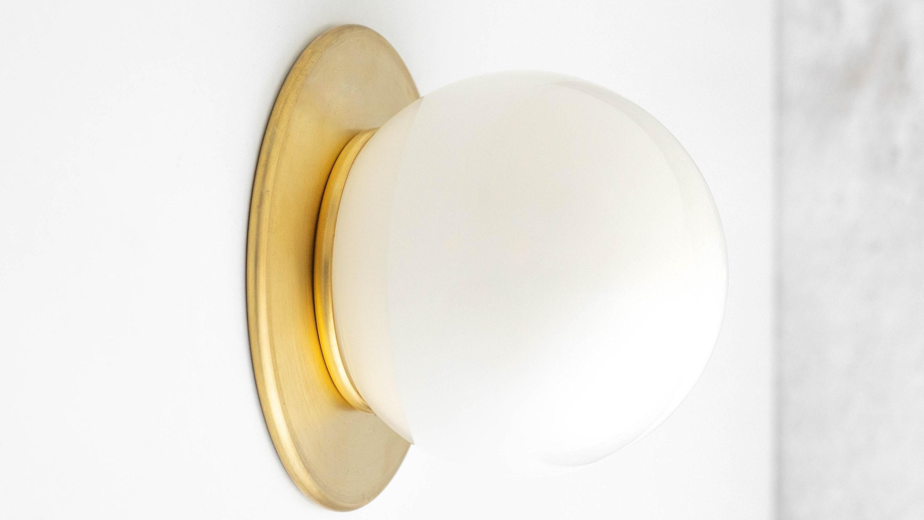 Glorica Glass Solid Brass Vanity Sconce - Compact Flush Mount Globe Light T384