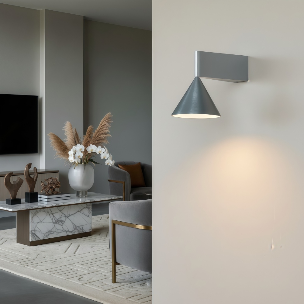 Metorq Sculptural Cone Wall Lamp - Minimal Wall Sconce for Entryway T1197