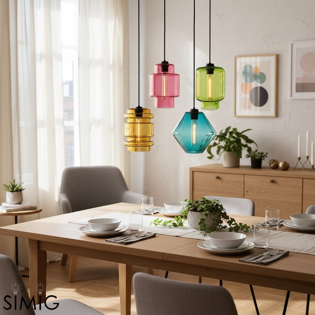 Modern Geometric Glass Pendant Light - Home Decor Multiple Colors Lighting S377