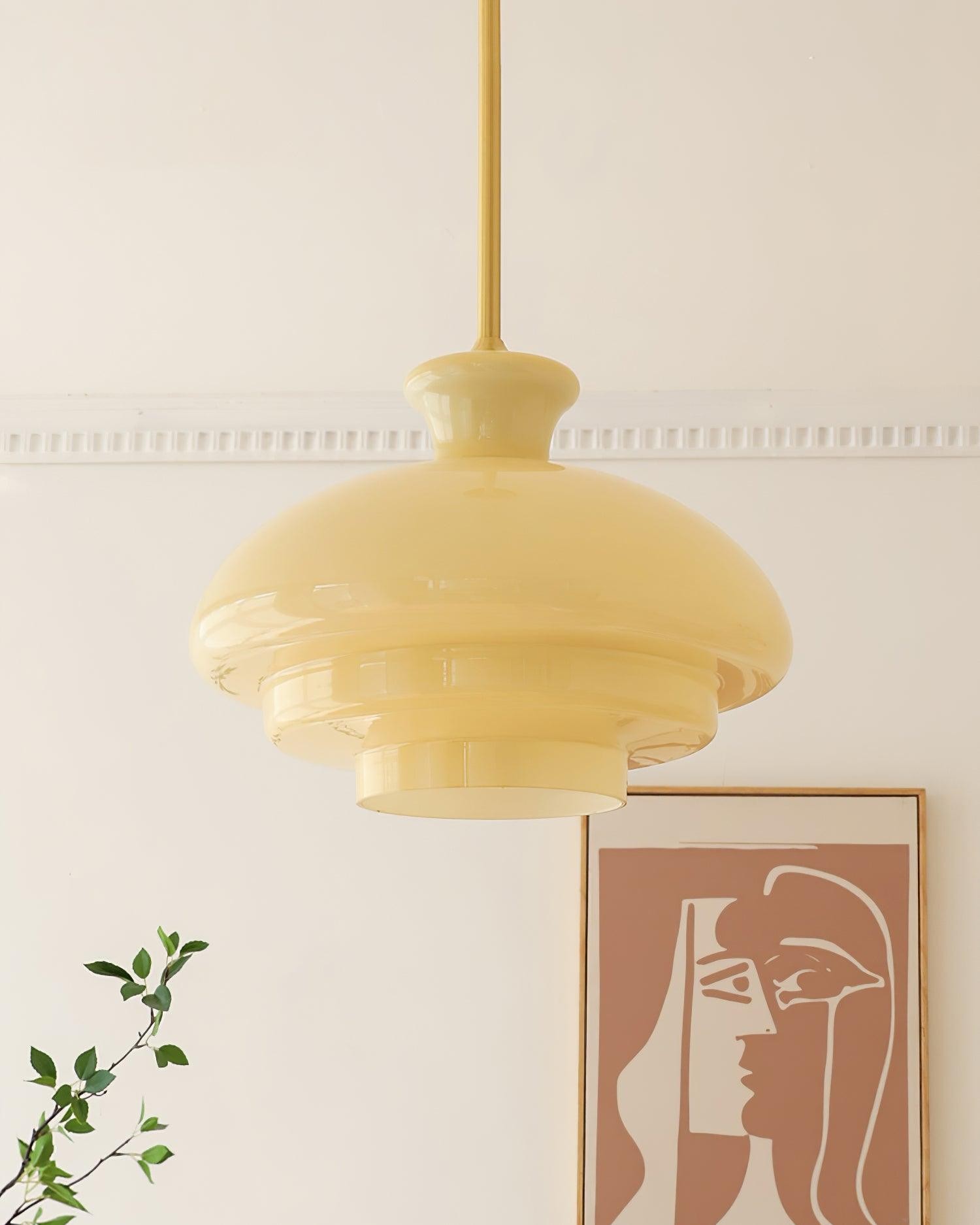 Round Yellow Stylish Simple Glass Pendant Lamp M520