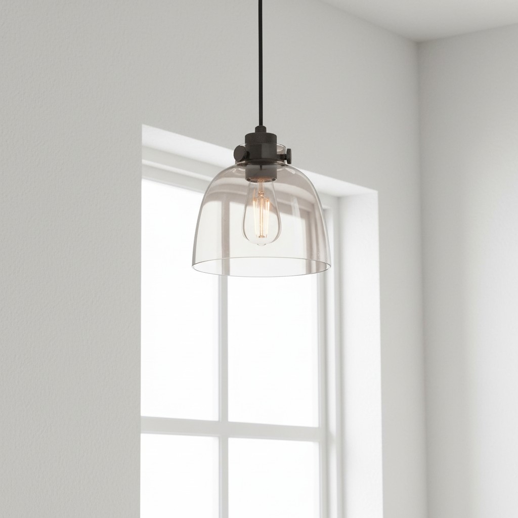 Readium Tinted Glass Pendant Light - Minimalist Dome Shade Adjustable for Kitchen Island and Dining Room T879