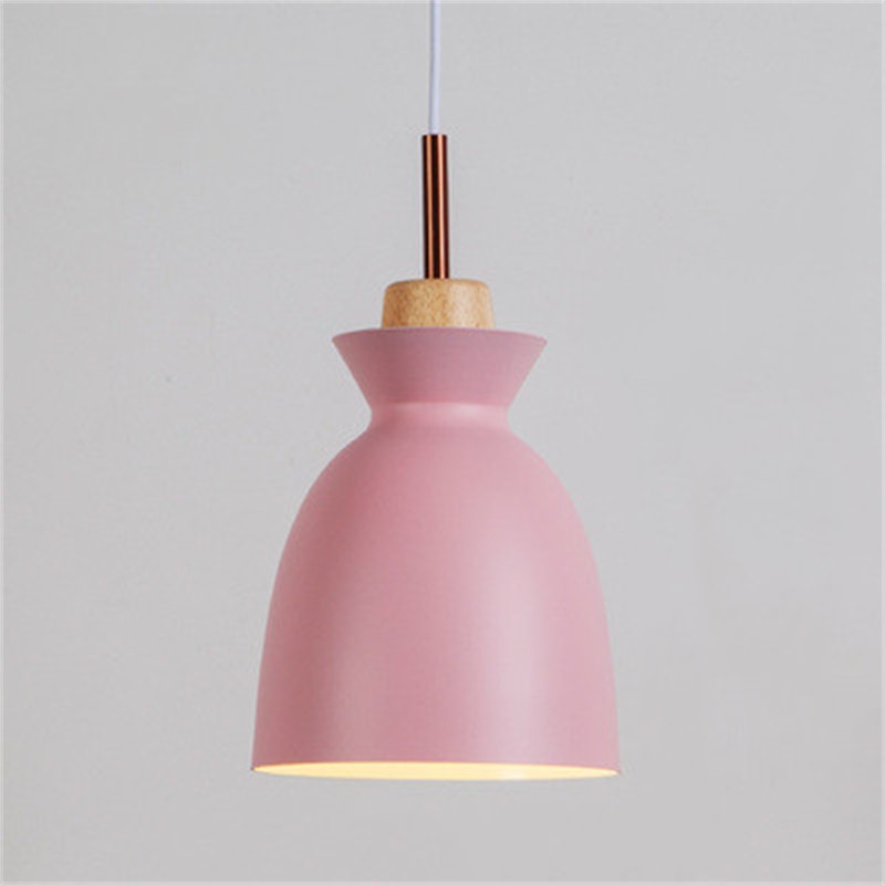 MULTI Scandinavian Metal Wood Macaroon Pendant Light for Bedroom S32