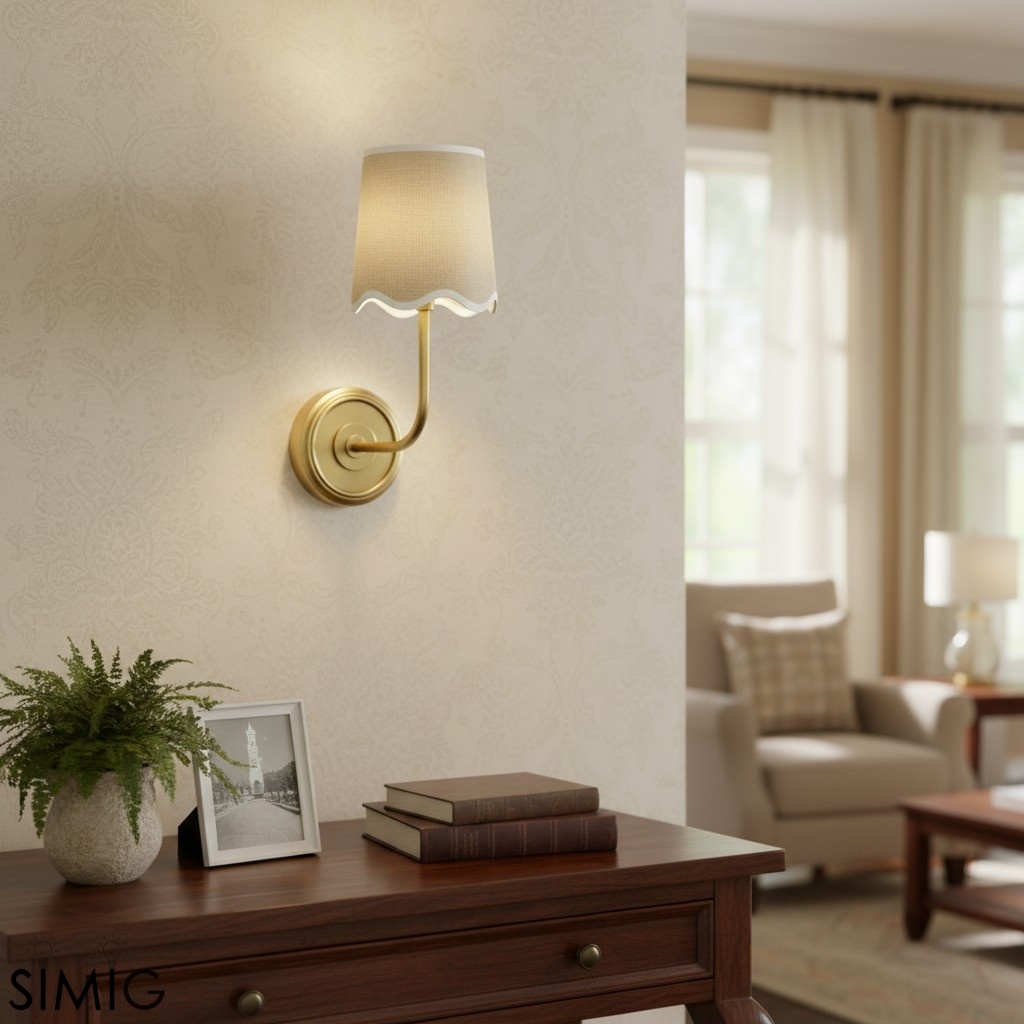 Glissum Curved Arm Fabric Wall Lamp - Modern Style for Entryway T524