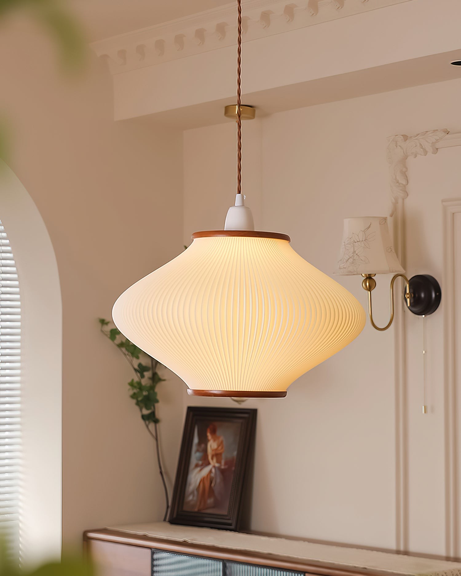 French Style Pine Bell Pendant Lamp M259