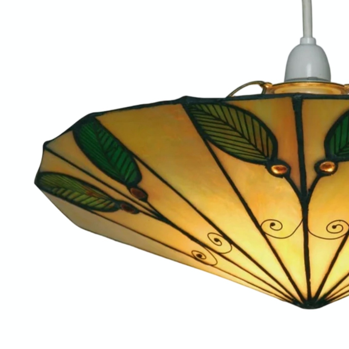 TF Harken Tiffany Stained Glass Pendant Lamp - Leaf Design for Bedroom T644