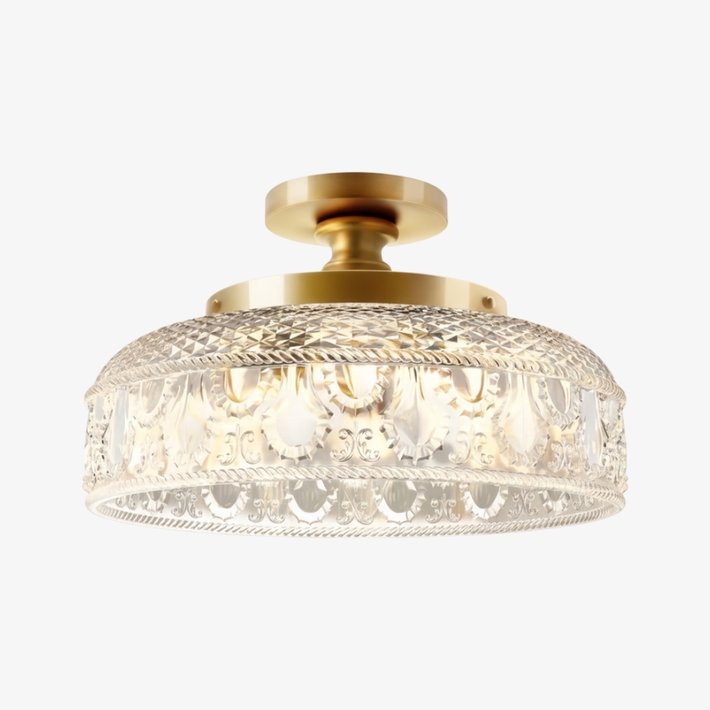 Zenarivo Vintage Floral Glass Semi Flush Mount - Cozy Bedroom Glow T1192