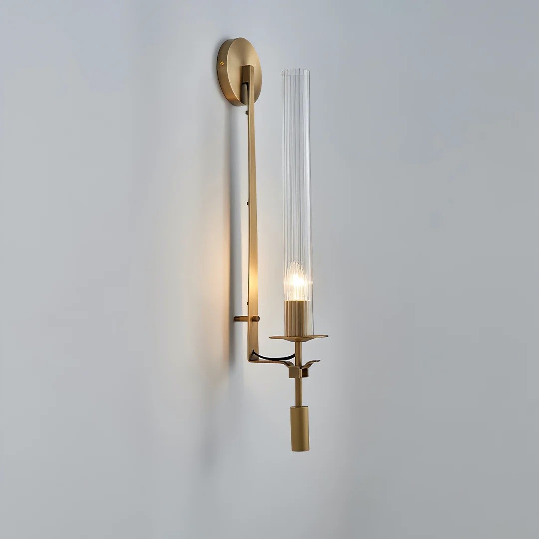 Ribbed Glass Wall Lamp with Slim Metal Base – Classic Meets Modern S229
