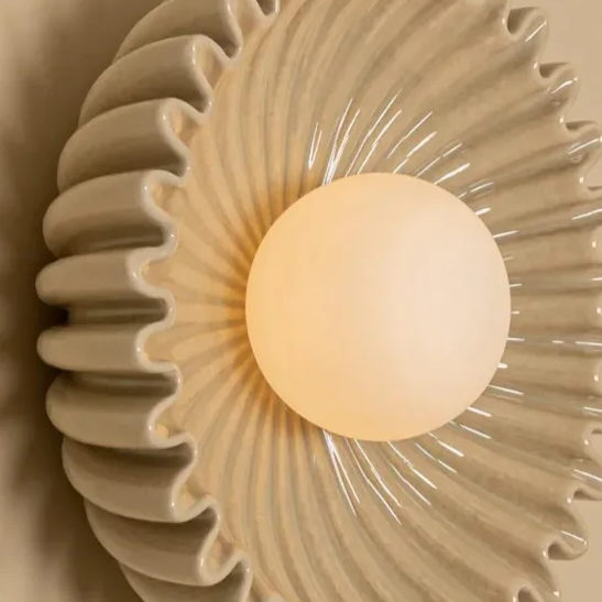 Glova Round Flower  Petal Wall Sconce, Sculptural Accent Light for Bedroom T744