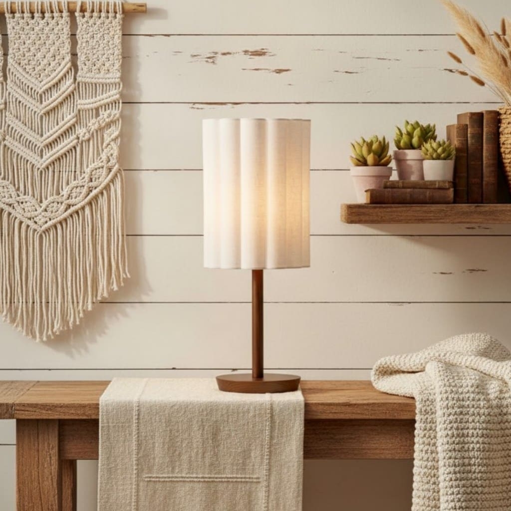Linbron Wood Fabric Table Lamp - Modern Accent for Living Room T647