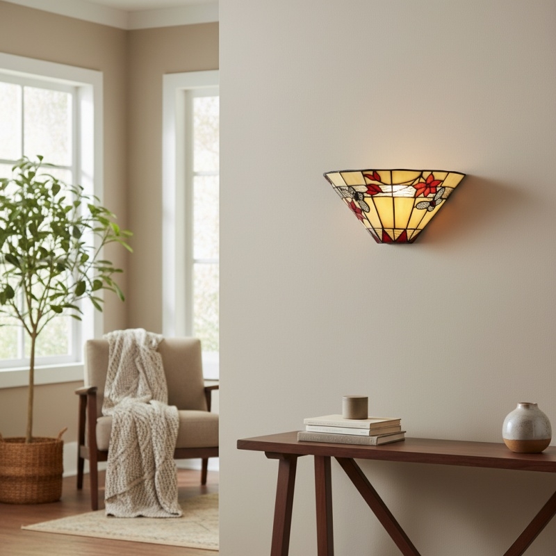 TF Butterfly Wall Sconce - Stained Glass Butterfly Design Wall Light for Bedroom and Living Room T954