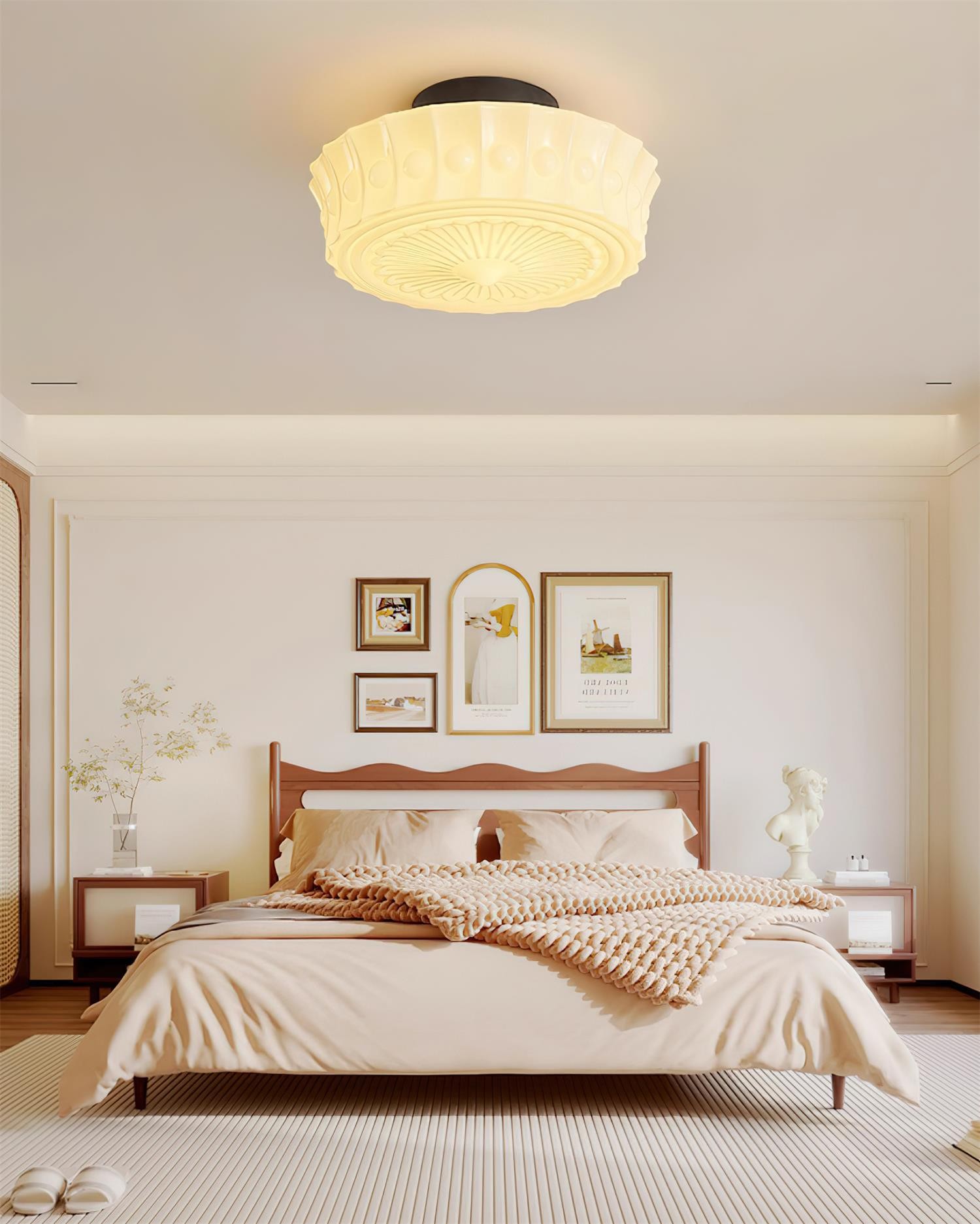 Rigidus French Vintage Glass Cream Style Ceiling Light M52