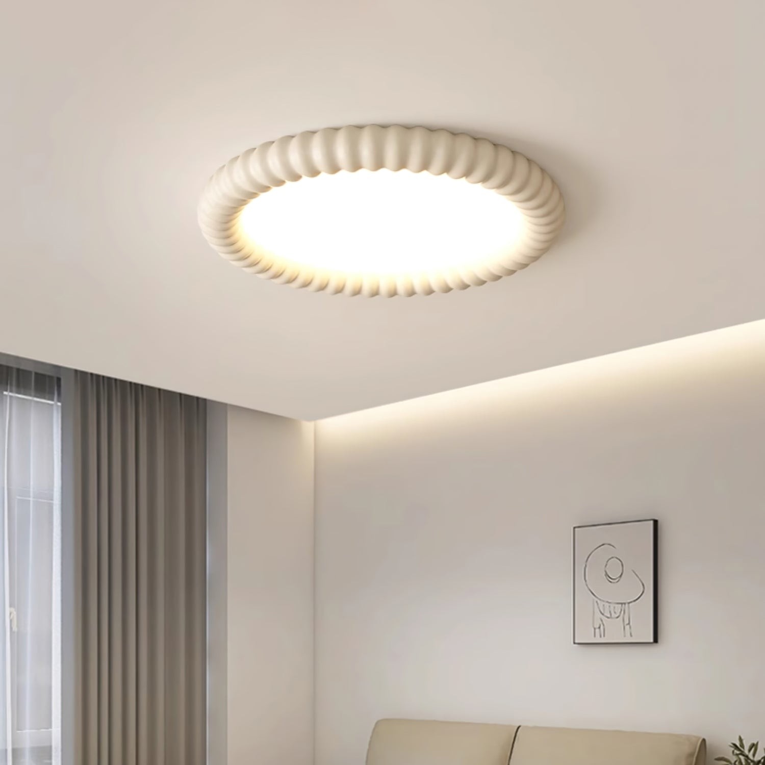 Cream Style Ripple Ring Ceiling Lamp M421