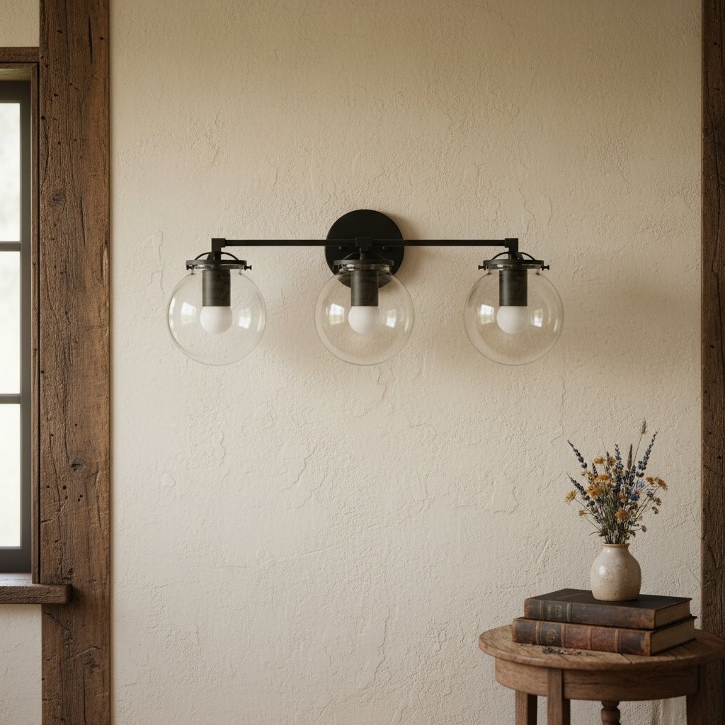 Glorica Glass 3 Shade Globe Vanity Light - Soft Bathroom Light Fixture T329