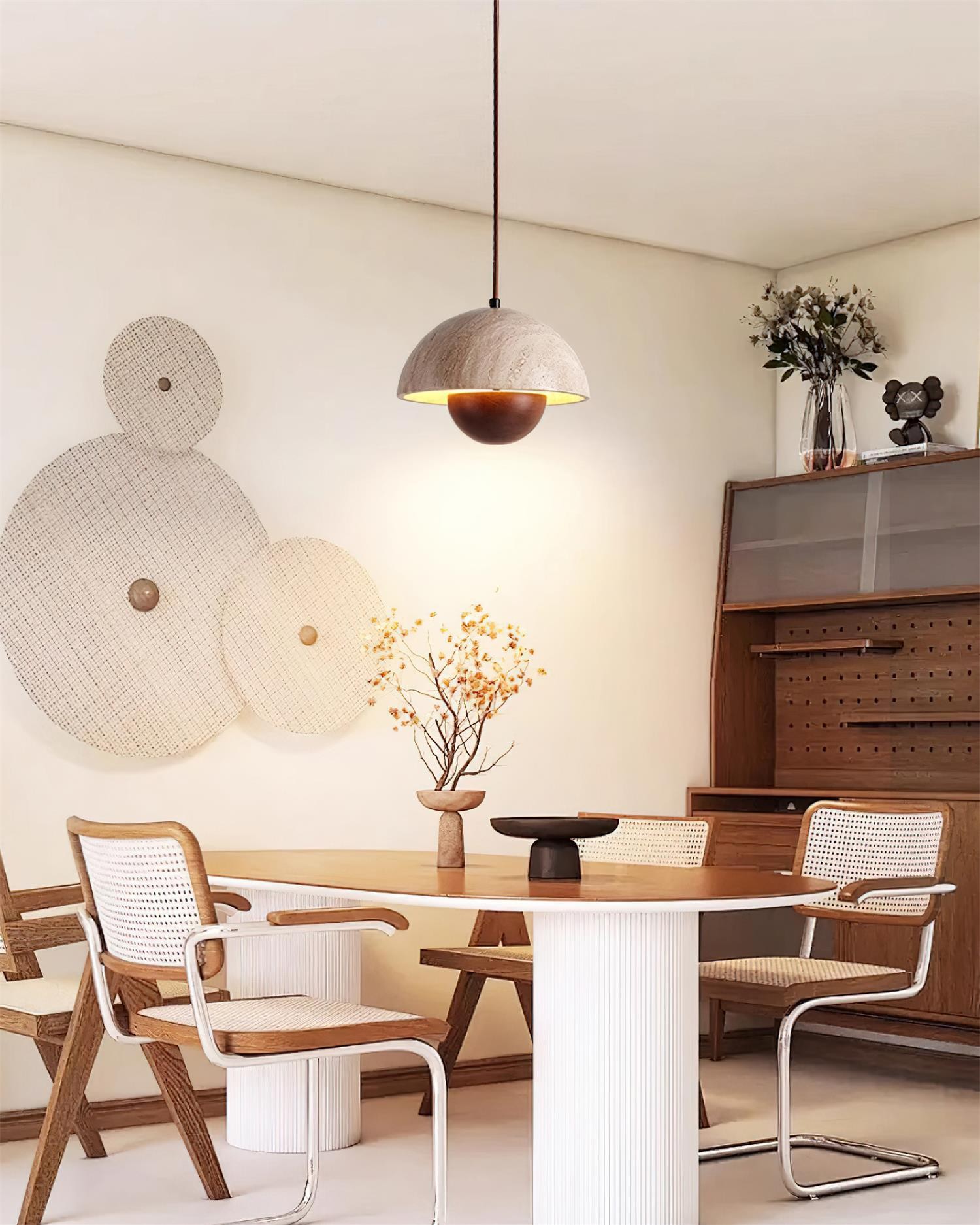 Semicircular Pendant Lamp - Modern Travertine Living Room G70