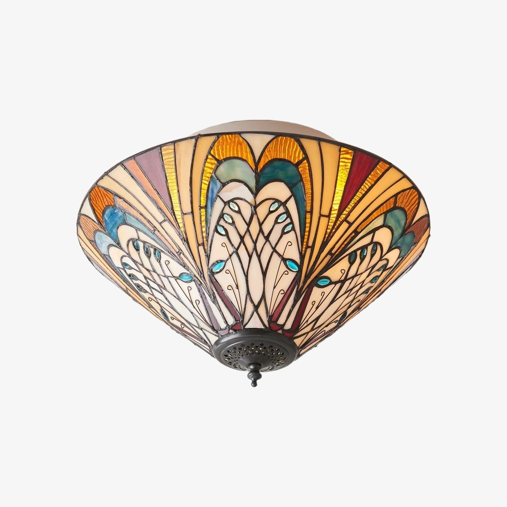 TF Hector Ceiling Light - Handcrafted Stained Glass Design Semi‑Flush or Pendant Fixture for Home T1018