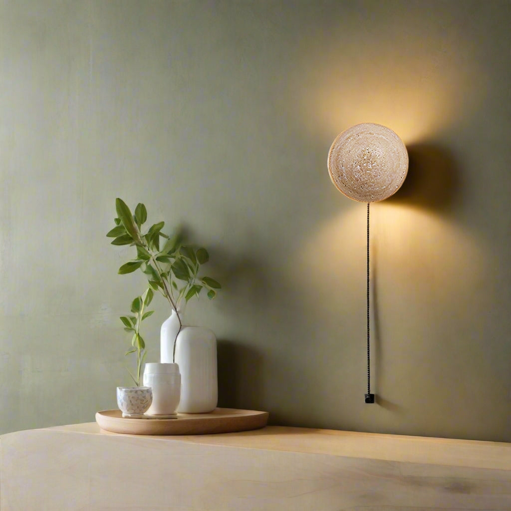 Amber Loft Travertine Round Sconce Wall Light T2109