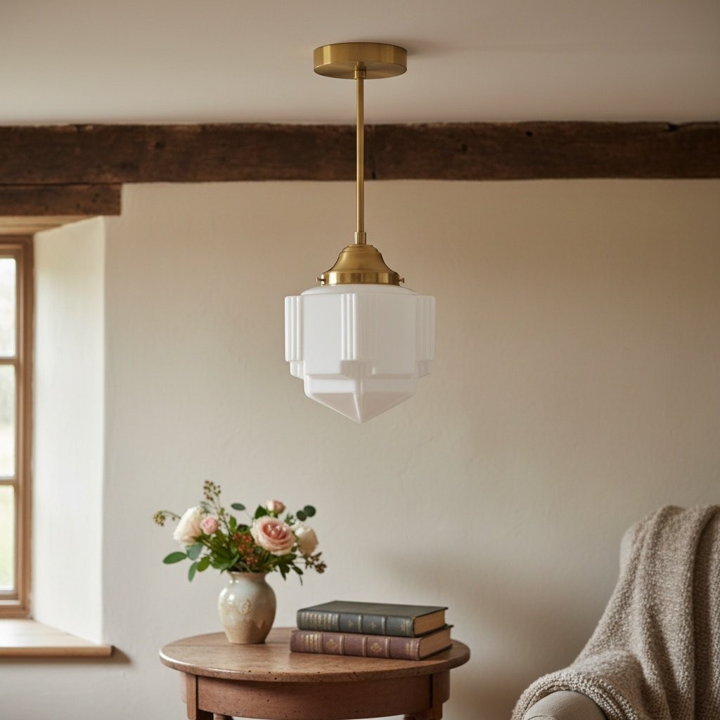 Geotower Glass Modern Pendant Light - Skyscraper Design - Brass or Black or Nickel Finish T340