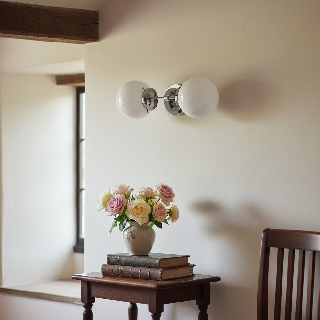 Lumio Globe Art Deco Vanity Light -  Opal Globe Bathroom Sconce T320
