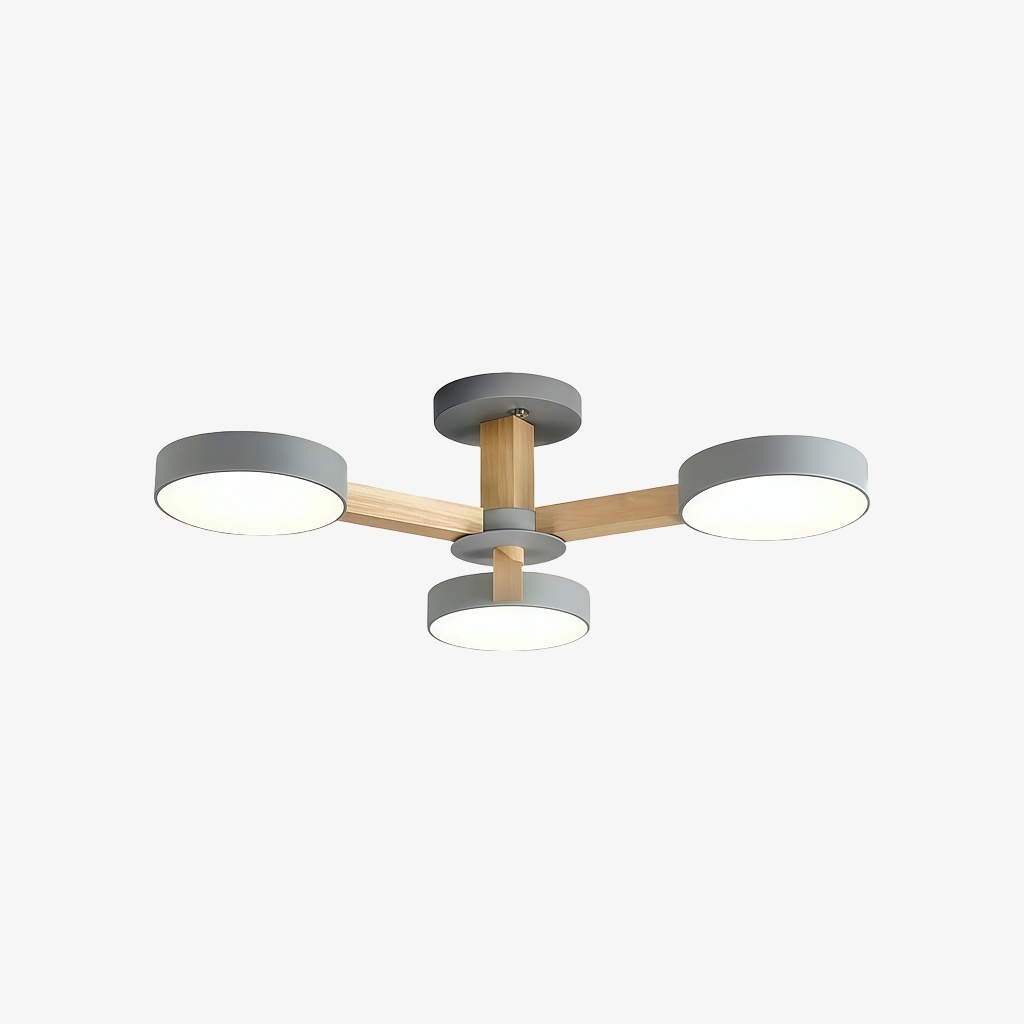 Elegant Wood Branch Ceiling Lamp - LED Disc Chandelier for Living Room or Bedroom S388