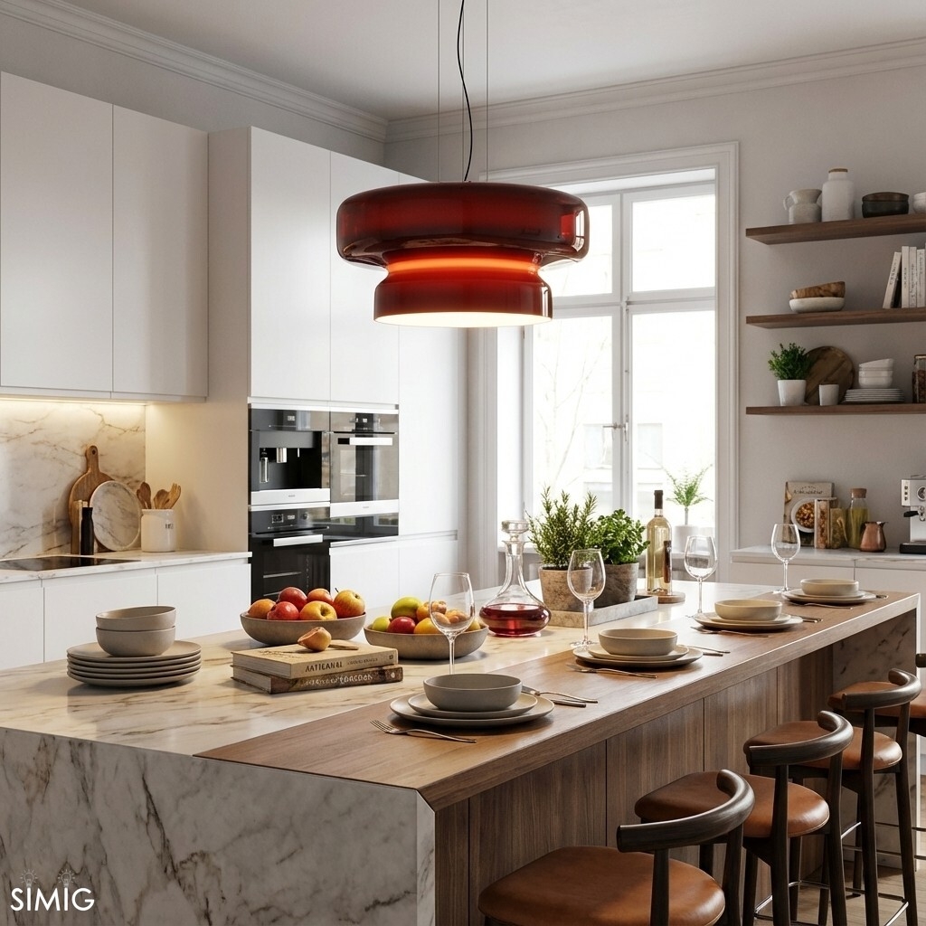 Minimalist Pendant Light - Bohemian Glass and Metal for Dining Room M388