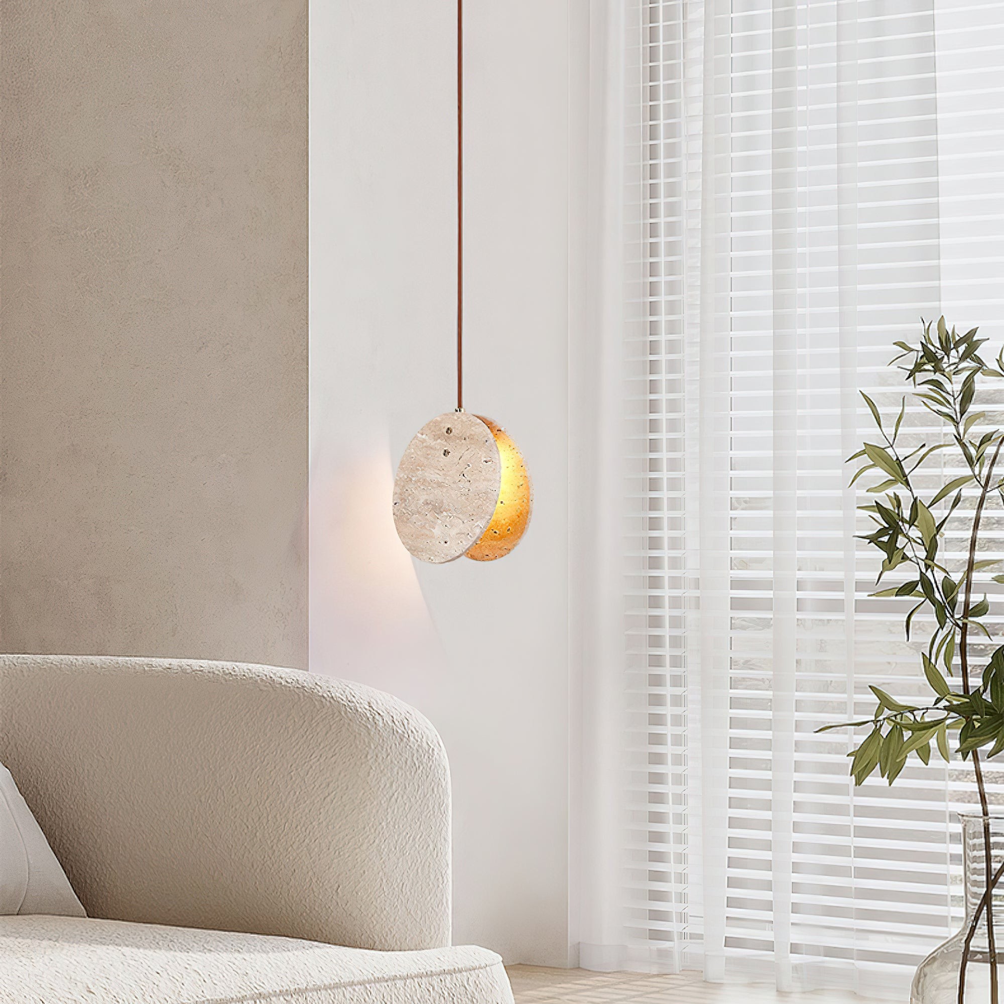 Stone Textured Disc Pendant Light G60